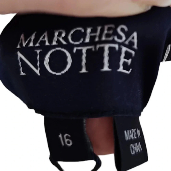 Marchesa Notte Colorblock Floral One-Shoulder Twisted Ruffle Dress Ivory Size 16 - Picture 9 of 13